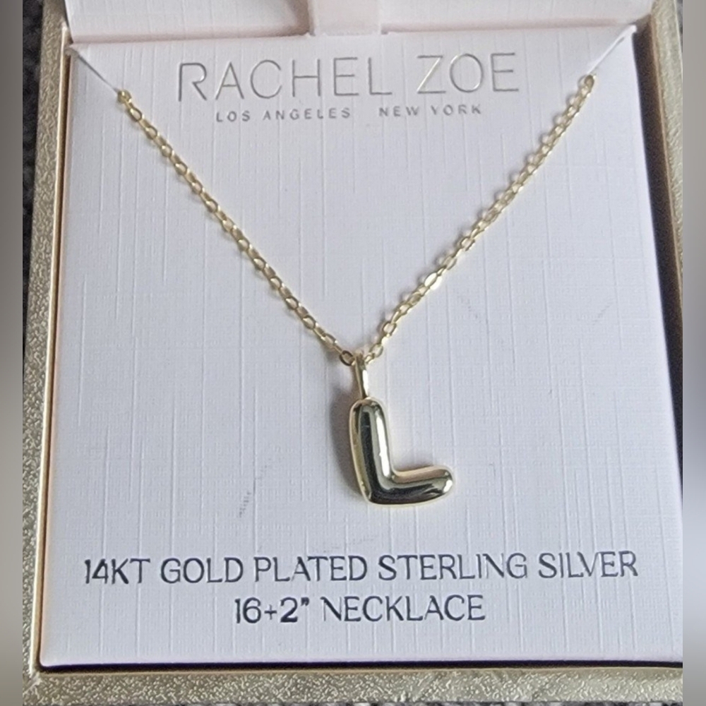 Rachel Zoe Letter "L" Necklace, 14K Gold Plated Sterling Silver
